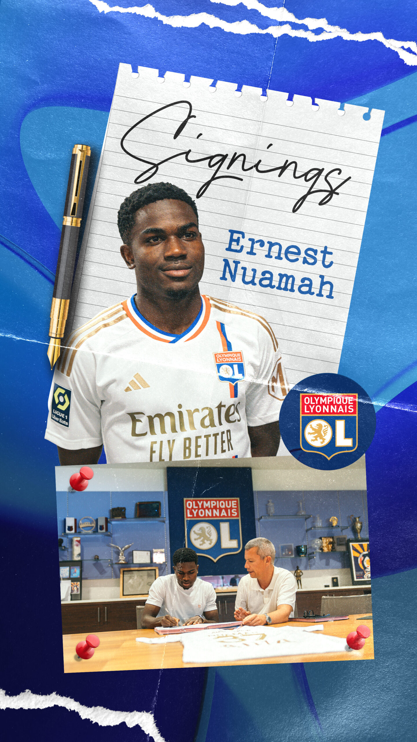 Photo de la signature du joueur de football professionnel Ernest Nuamah